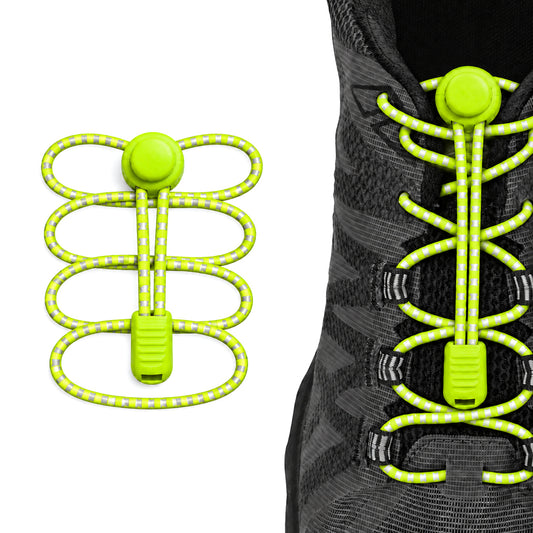 Gelb Neon – schnuersenkel kordelstopper reflektierend gelb neon 02 am schuh