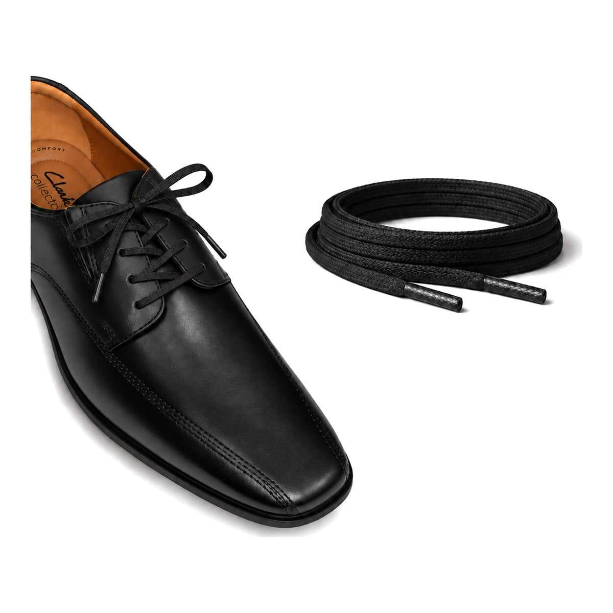 Schwarz / Flach – gewachste schnuersenkel flach schwarz 02 schuh schwarz