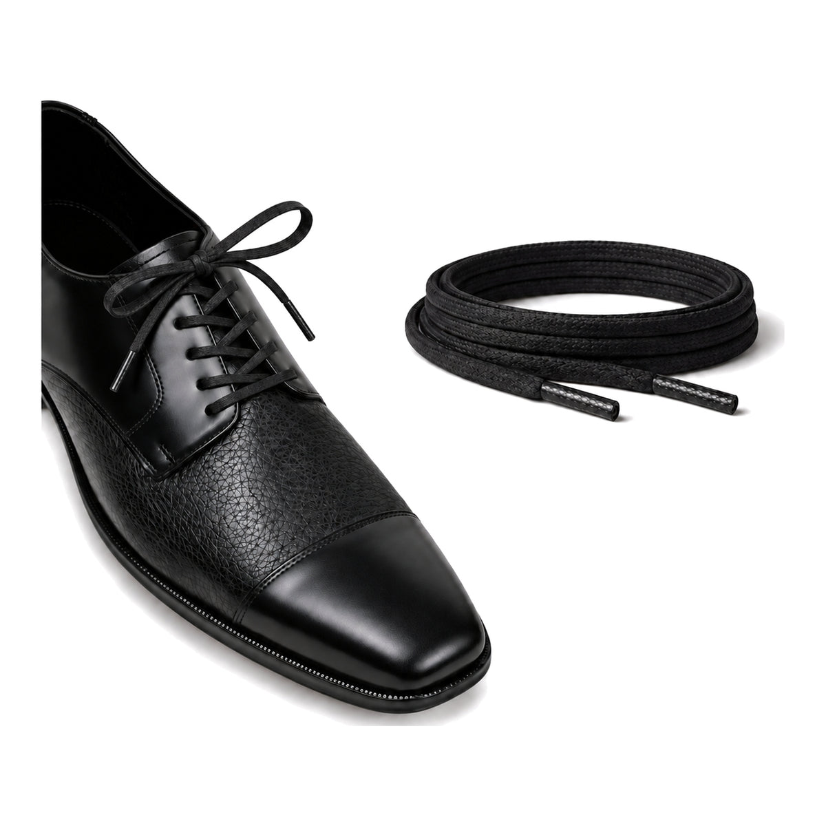 Schwarz / Flach – gewachste schnuersenkel flach schwarz 03 schuh schwarz