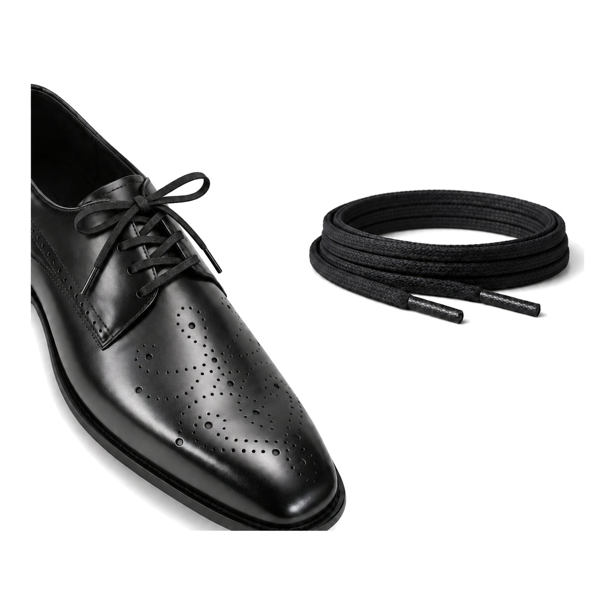 Schwarz / Flach – gewachste schnuersenkel flach schwarz 04 schuh schwarz
