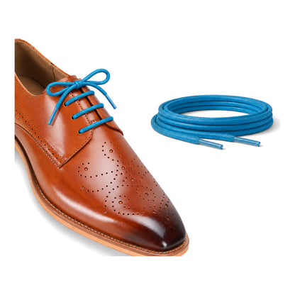 Blau / Rund – gewachste schnuersenkel rund blau 02 schuh braun