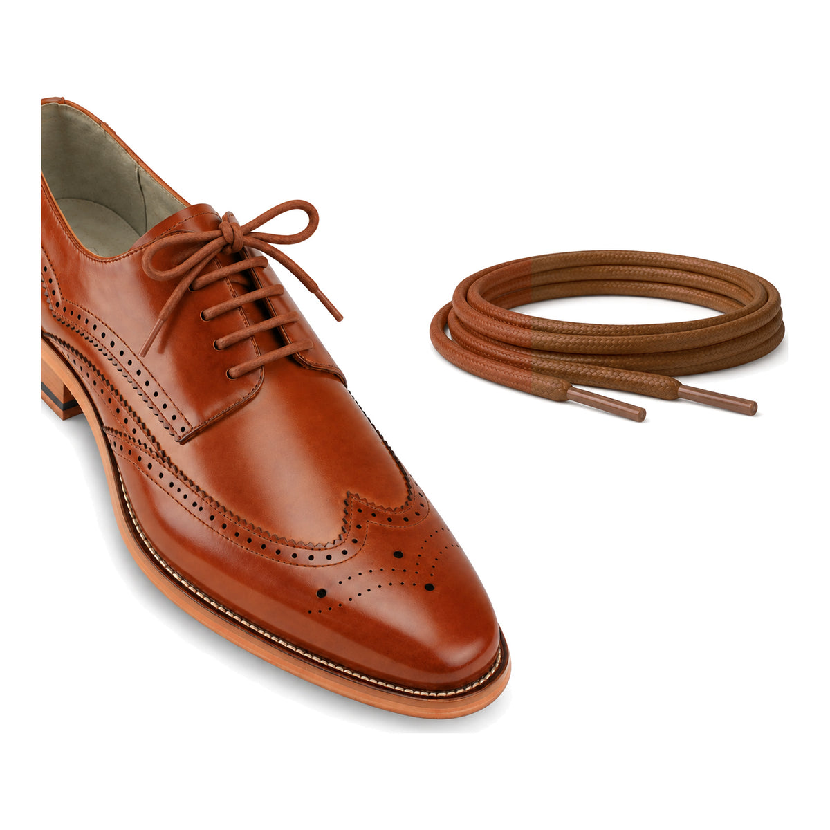 Braun / Rund – gewachste schnuersenkel rund braun 02 schuh braun