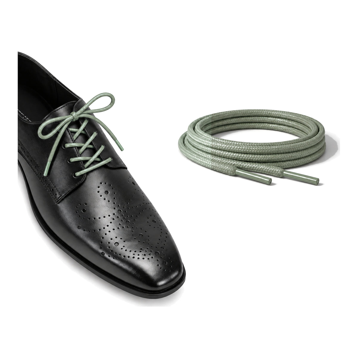 Grün Olive / Rund – gewachste schnuersenkel rund gruen olive 02 schuh schwarz