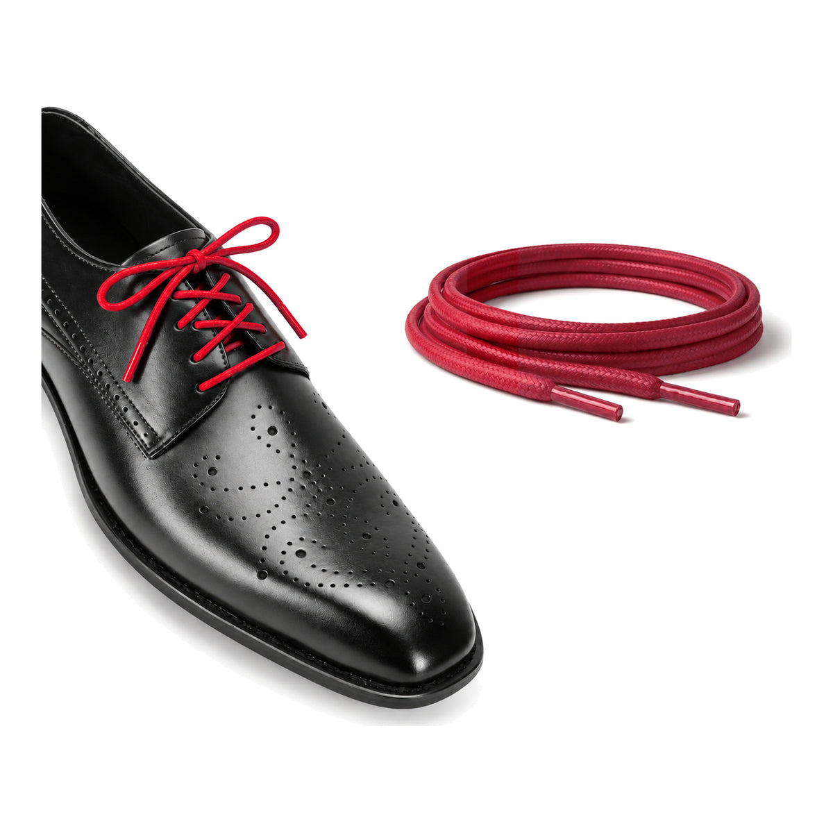 Rot / Rund – gewachste schnuersenkel rund rot 02 schuh schwarz