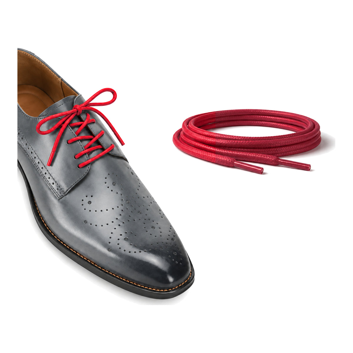 Rot / Rund – gewachste schnuersenkel rund rot 03 schuh grau