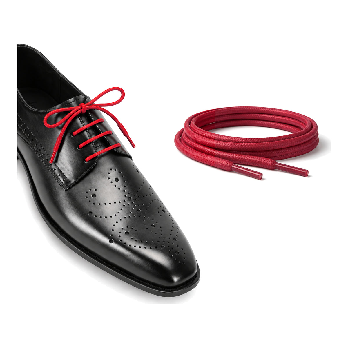 Rot / Rund – gewachste schnuersenkel rund rot 04 schuh schwarz
