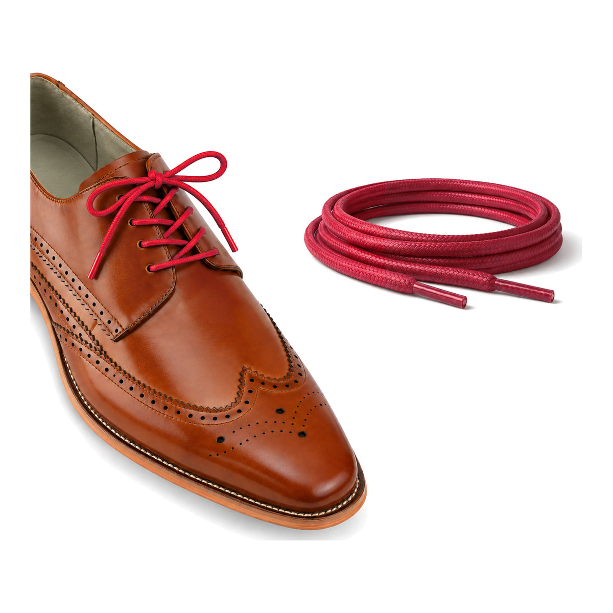 Rot / Rund – gewachste schnuersenkel rund rot 06 schuh braun