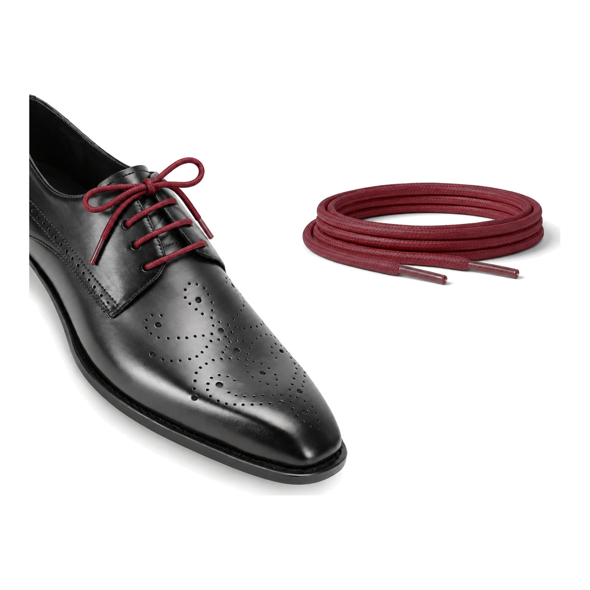 Rot Bordeaux / Rund – gewachste schnuersenkel rund rot bordeaux 02 schuh schwarz