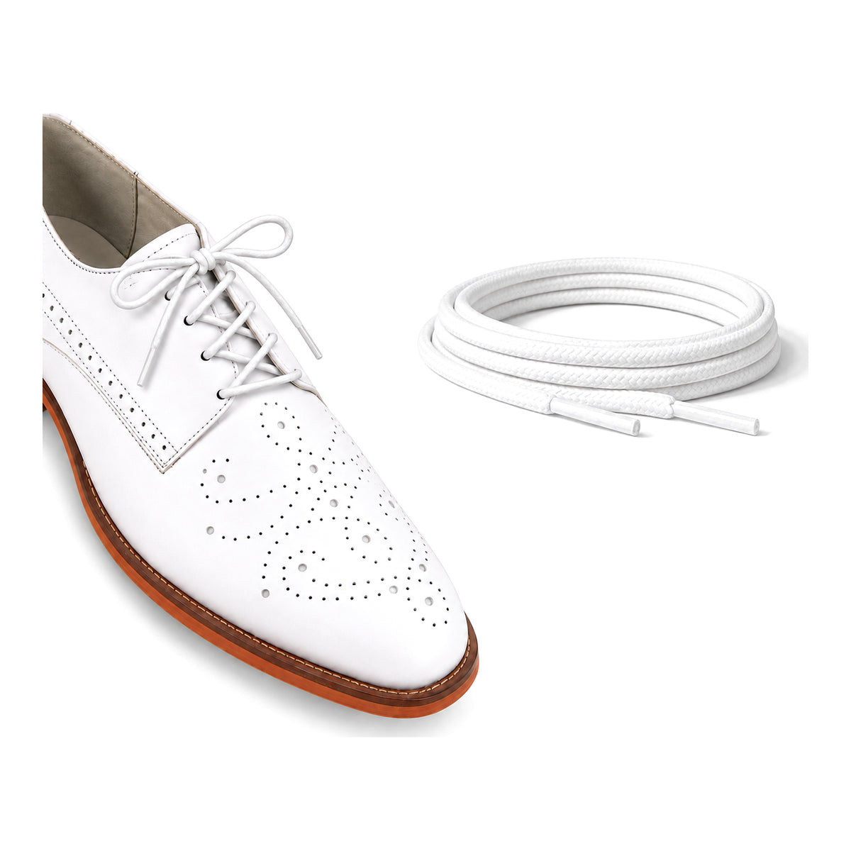 Weiß / Rund – gewachste schnuersenkel rund weiss 02 schuh weiss