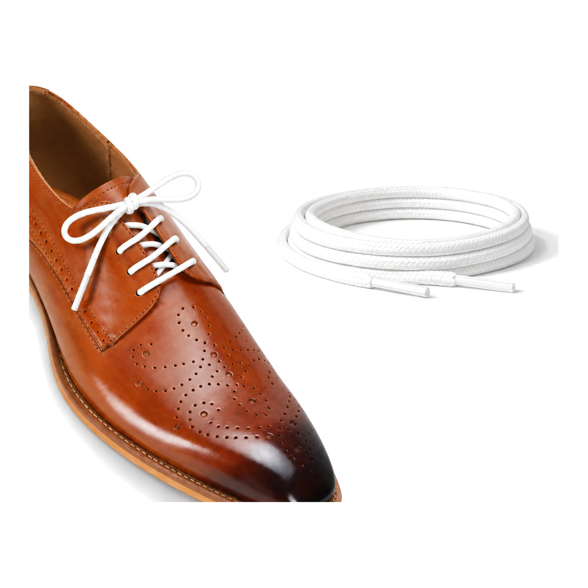 Weiß / Rund – gewachste schnuersenkel rund weiss 04 schuh braun