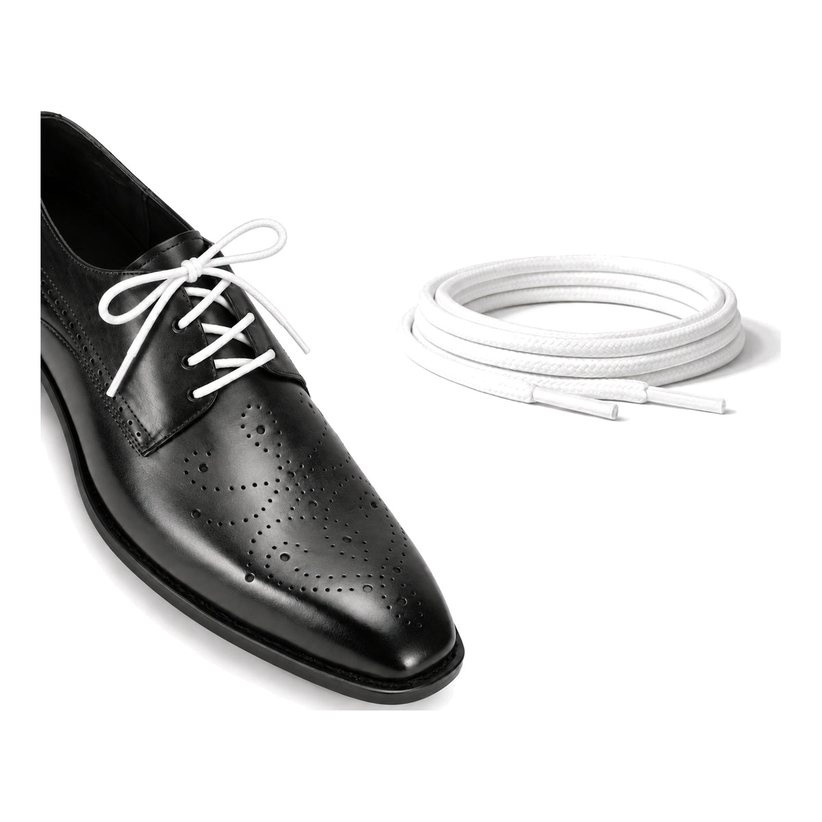 Weiß / Rund – gewachste schnuersenkel rund weiss 05 schuh schwarz