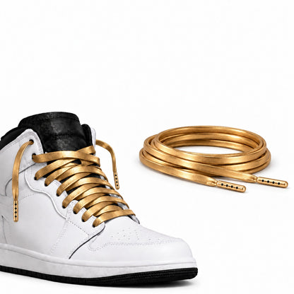 Gold – lederschnuersenkel flach gold 02 schuh high top weiss
