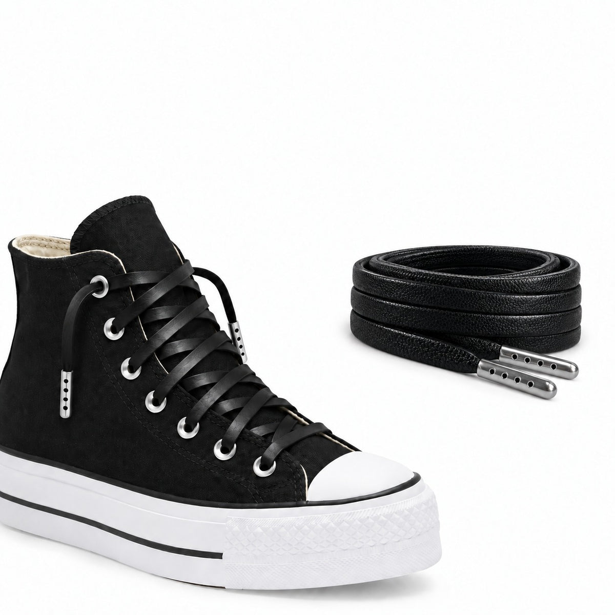 Schwarz – lederschnuersenkel flach schwarz 02 schuh plateau schwarz