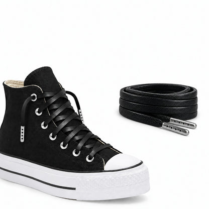 Schwarz – lederschnuersenkel flach schwarz 02 schuh plateau schwarz