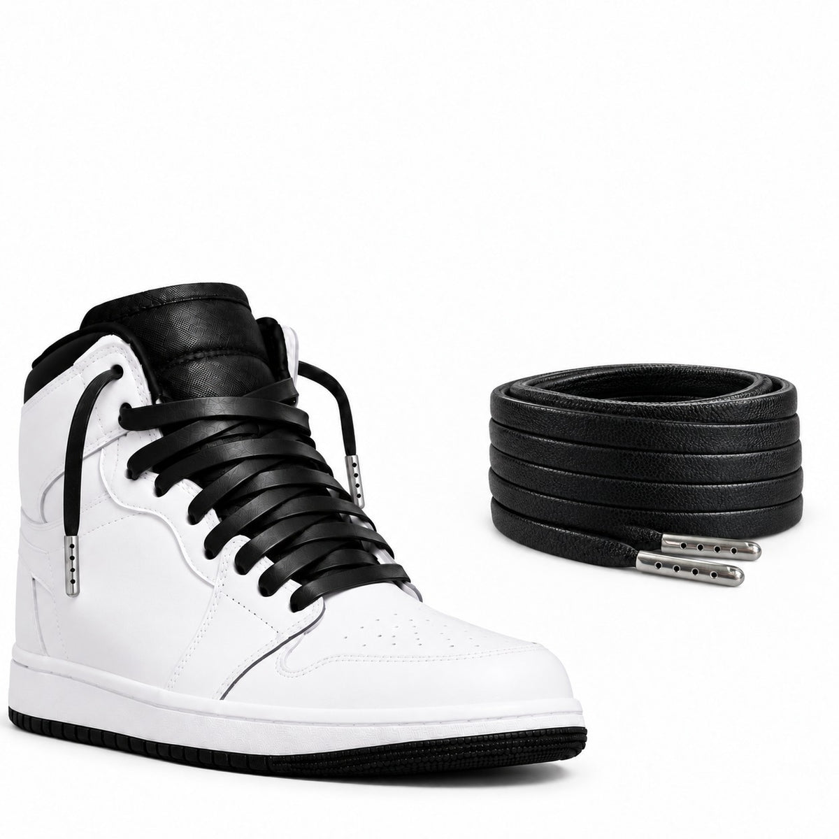 Schwarz – lederschnuersenkel flach schwarz 05 schuh high top weiss schwarz