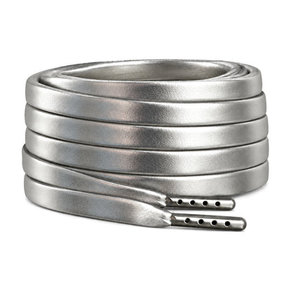 Silber – lederschnuersenkel flach silber 01 hauptbild