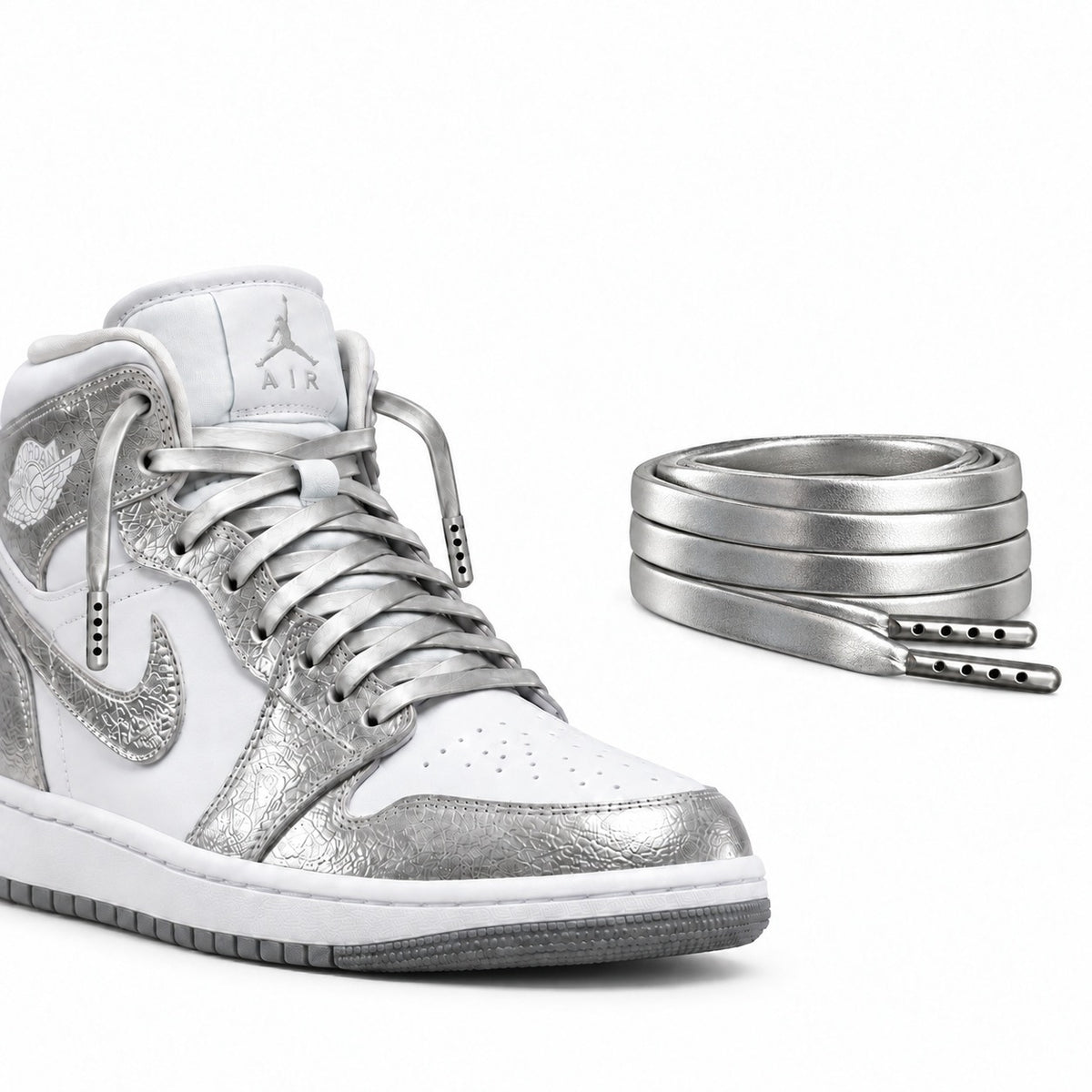 Silber – lederschnuersenkel flach silber 03 schuh nike jordan