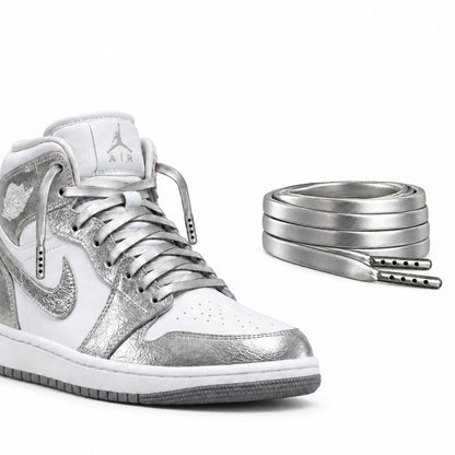 Silber – lederschnuersenkel flach silber 03 schuh nike jordan