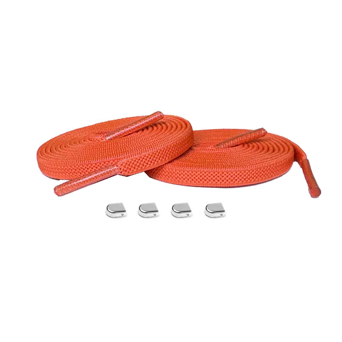 Orange Neon / Silber – schnuersenkel elastisch orange clips silber glanz