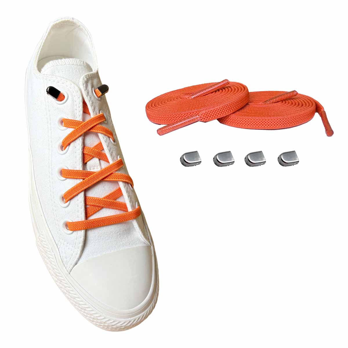 Orange Neon / Silber Matt – schnuersenkel elastisch orange clips silber matt schuhe