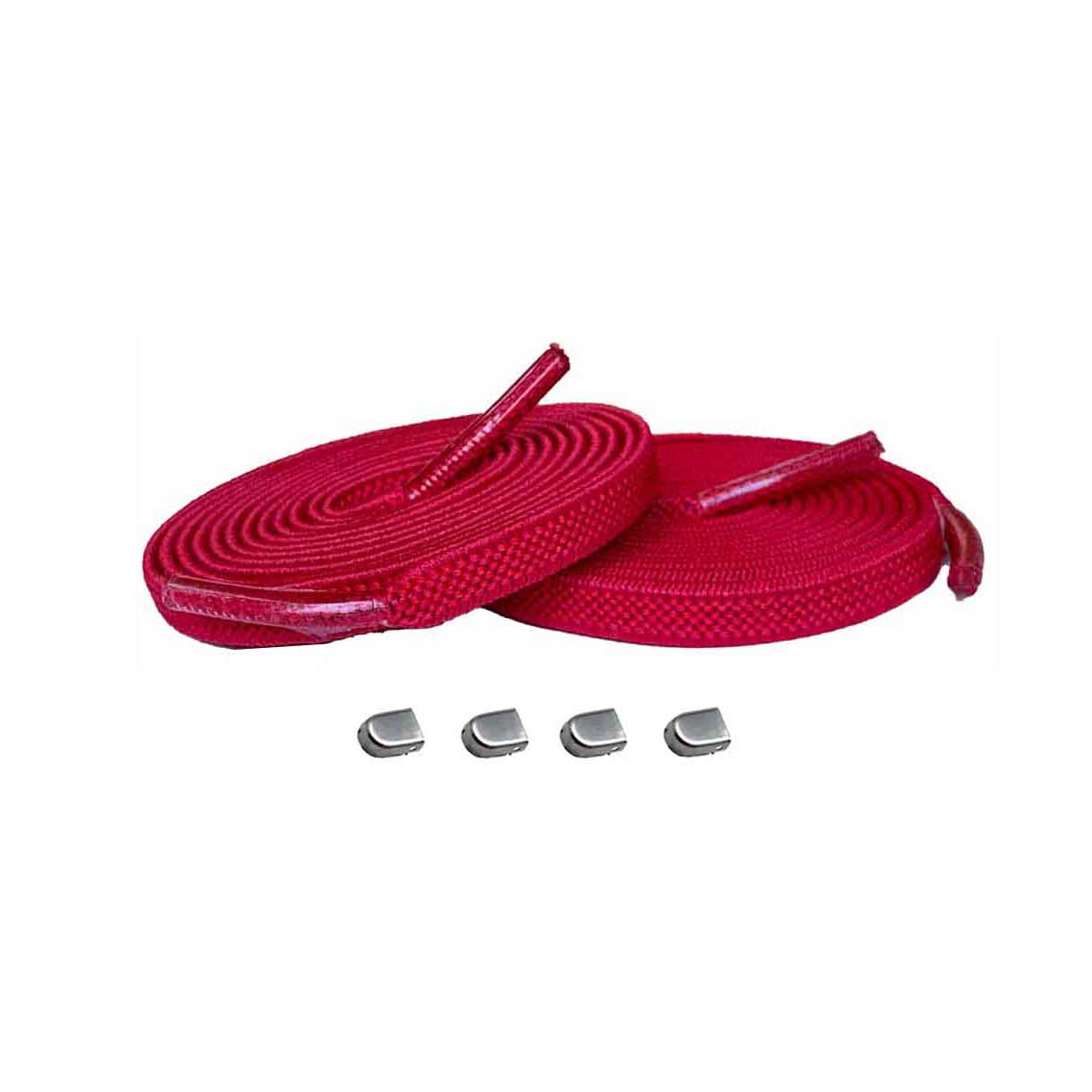 Rot / Silber Matt – schnuersenkel elastisch rot clips silber matt