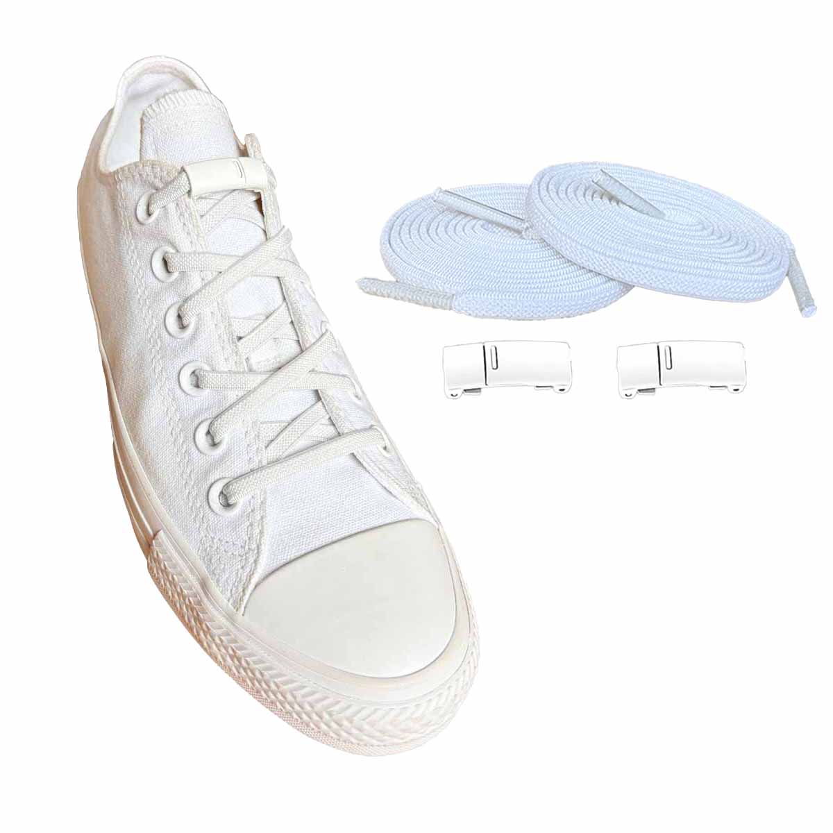 Weiß – schnuersenkel elastisch weiss magnete weiss schuhe2