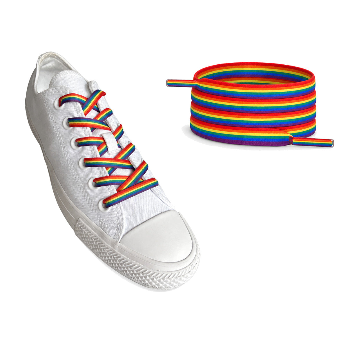 Regenbogen Gestreift – schnuersenkel flach regenbogen streifen 02 sneaker weiss