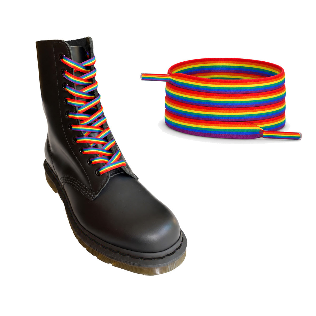 Regenbogen Gestreift – schnuersenkel flach regenbogen streifen 03 stiefel schwarz