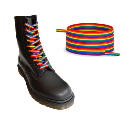 Regenbogen Gestreift – schnuersenkel flach regenbogen streifen 03 stiefel schwarz
