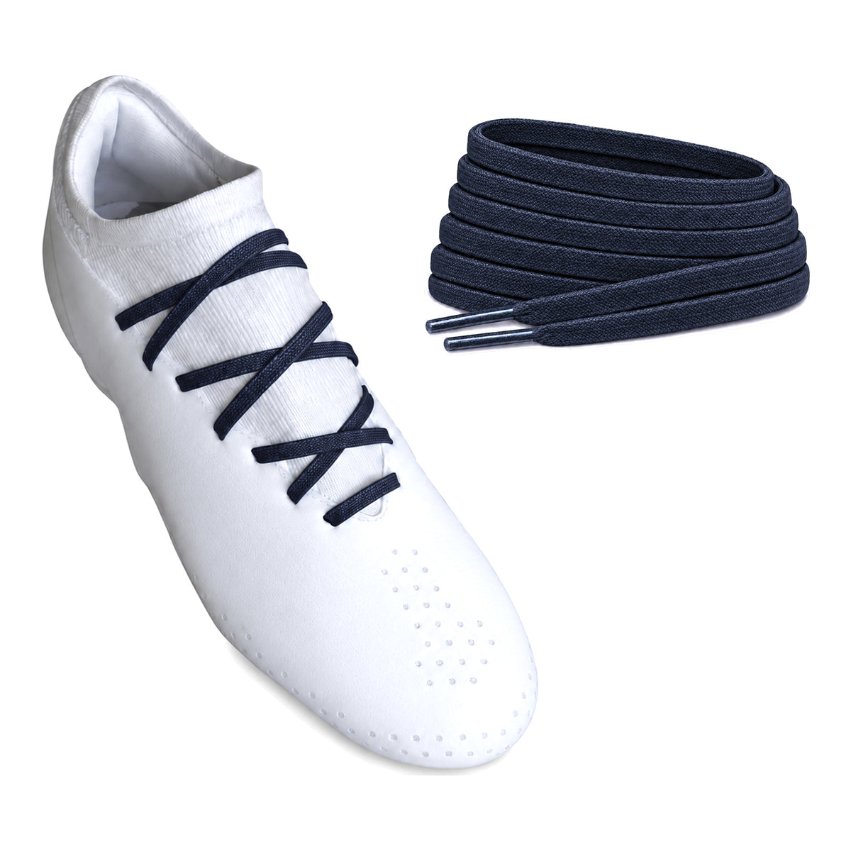 Blau Navy – schnuersenkel flach schmal fussball blau navy 02 am schuh