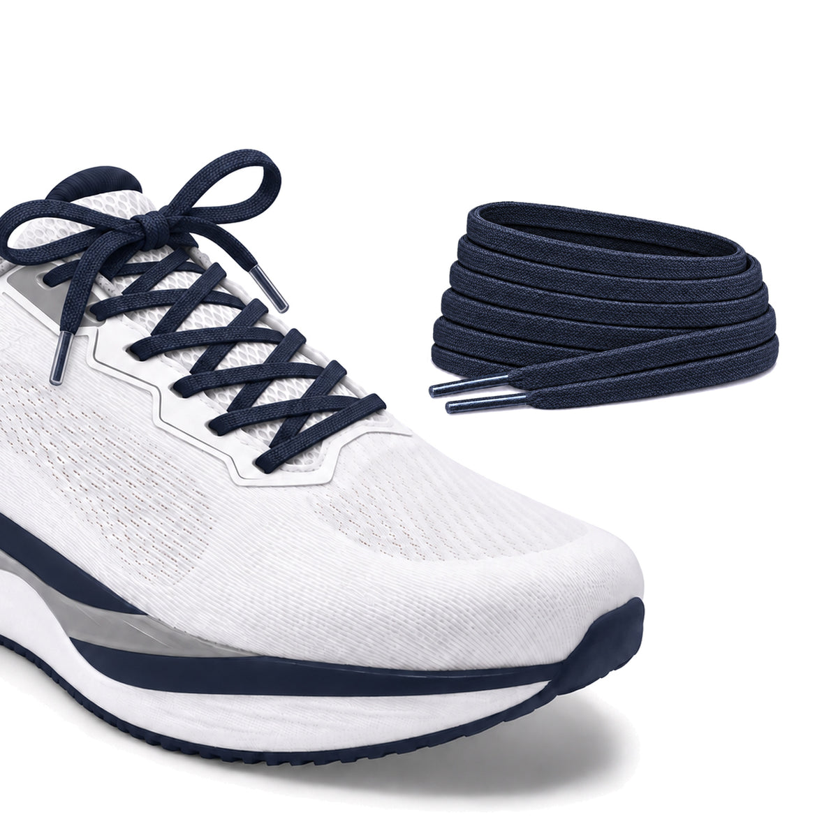Blau Navy – schnuersenkel flach schmal fussball blau navy laufschuh weiss schleife turm