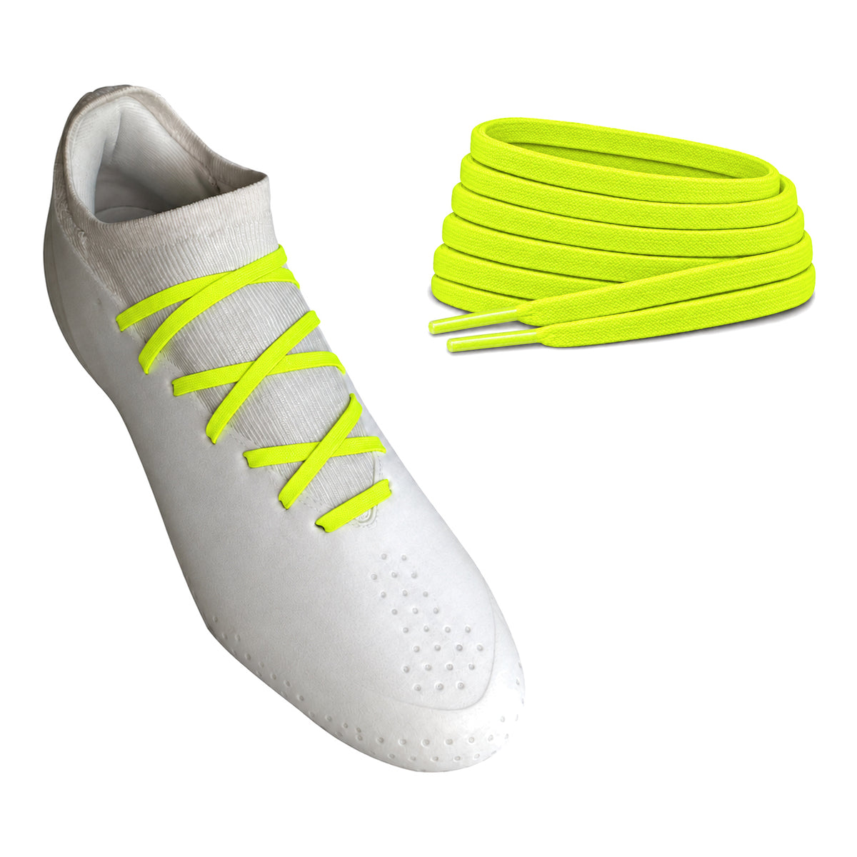 Gelb – schnuersenkel flach schmal fussball gelb neon 02 am schuh