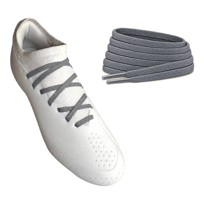 Grau – schnuersenkel flach schmal fussball grau 02 am schuh