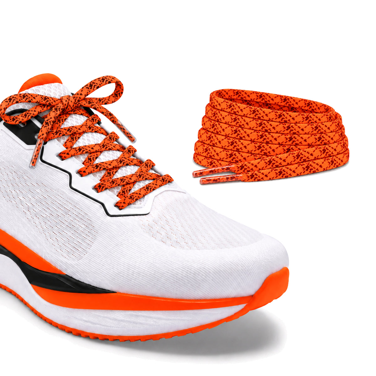 Orange gemustert – schnuersenkel flach schmal fussball orange gemustert laufschuh weiss schleife turm