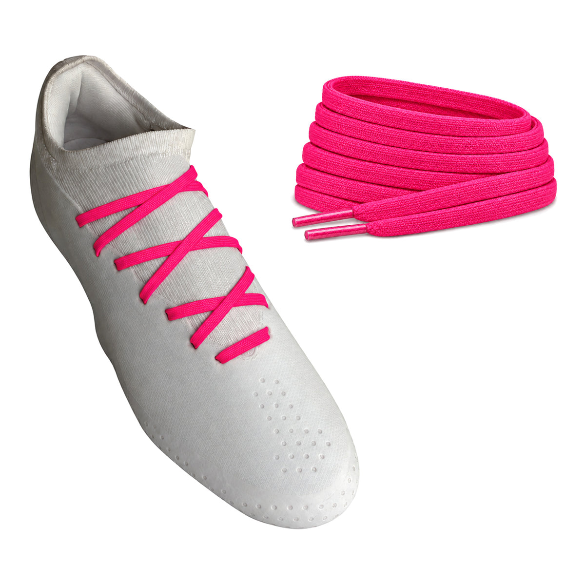 Pink – schnuersenkel flach schmal fussball pink 02 am schuh