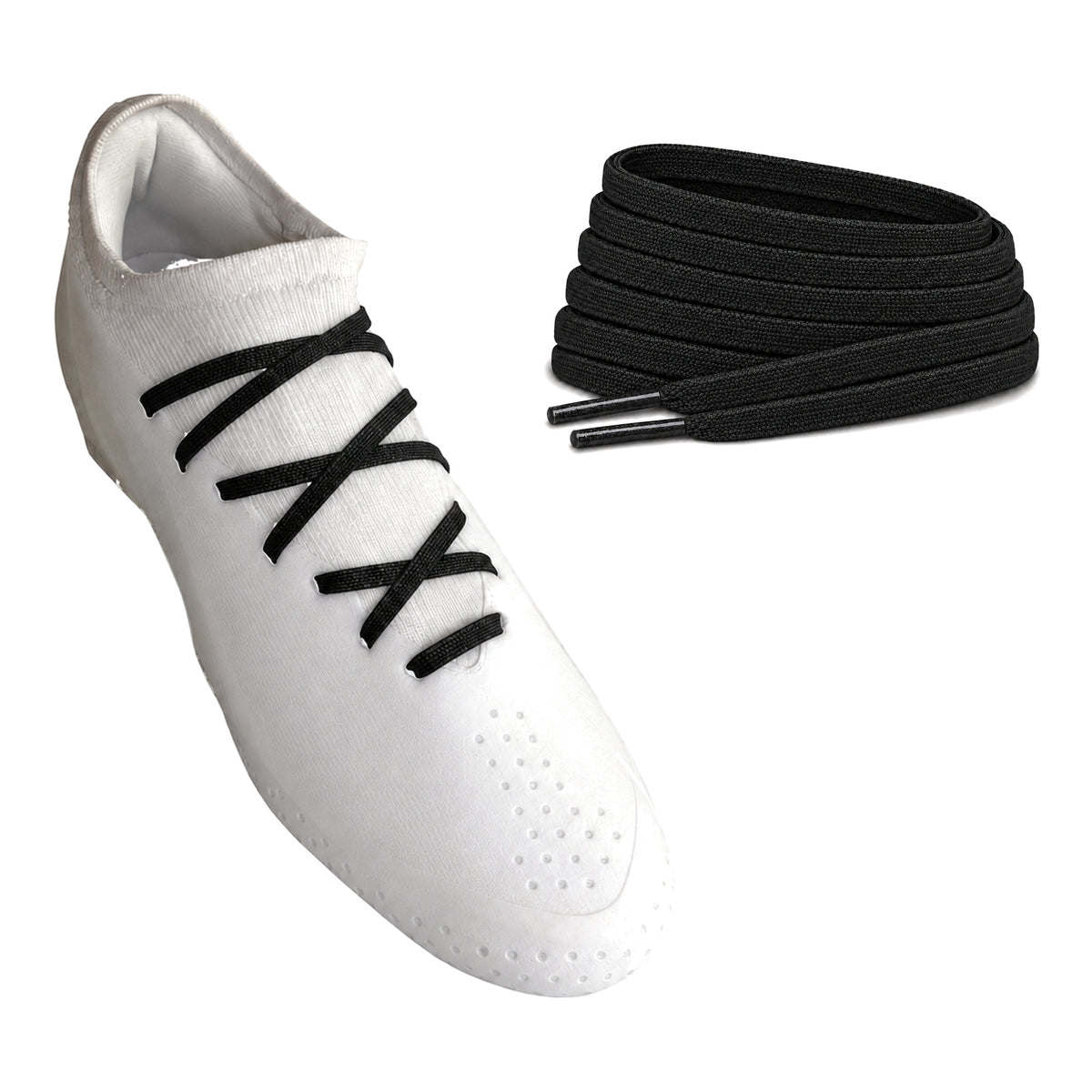 Schwarz – schnuersenkel flach schmal fussball schwarz 02 am schuh