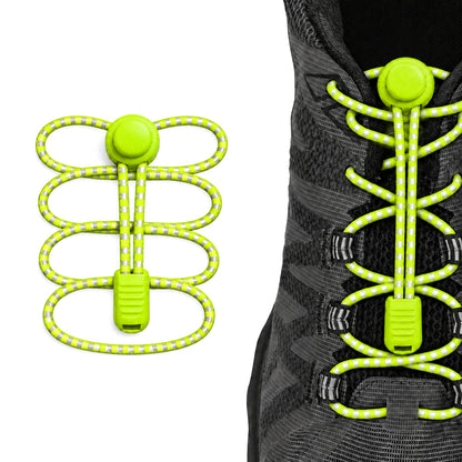 Gelb Neon – schnuersenkel kordelstopper reflektierend gelb neon 02 am schuh