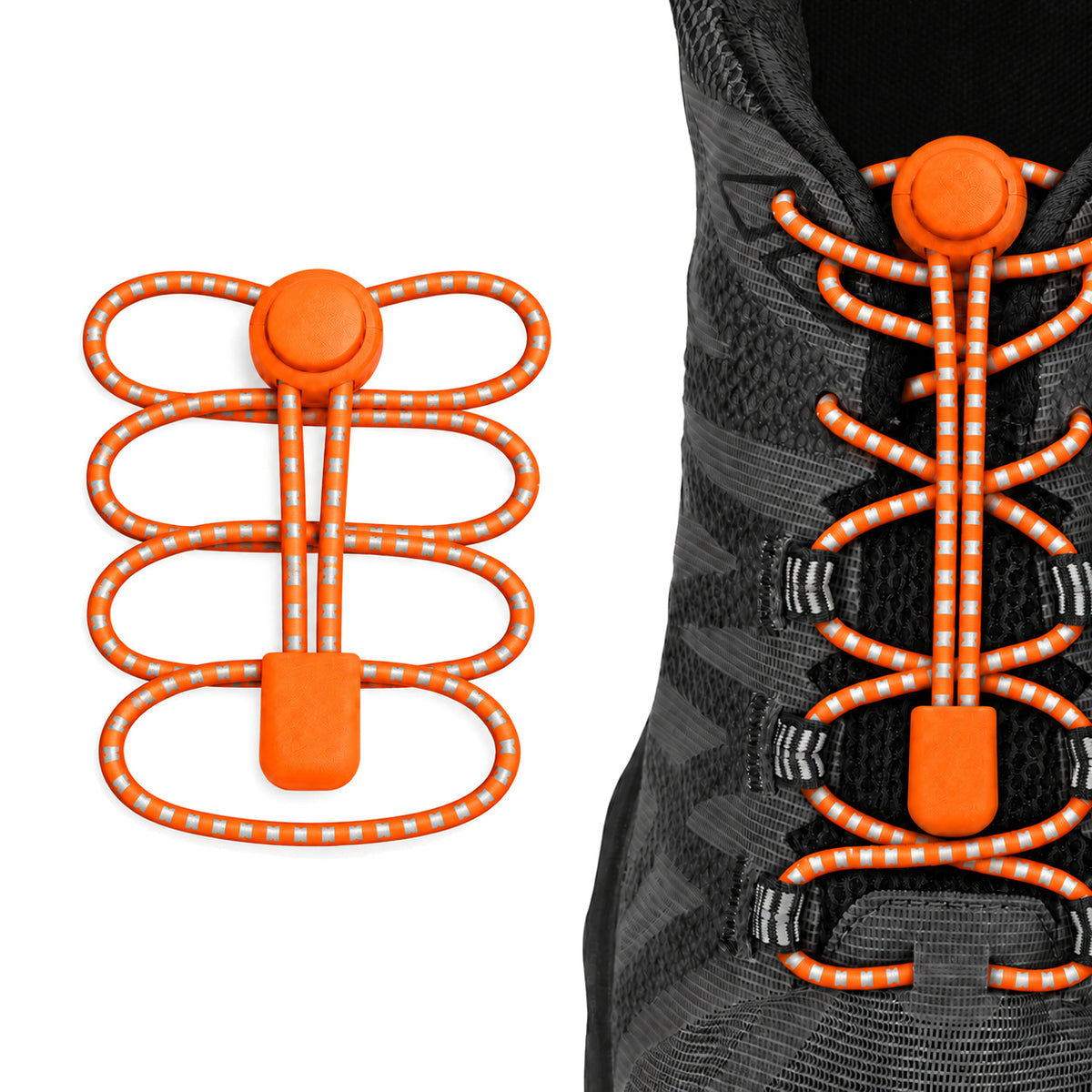 Orange – schnuersenkel kordelstopper reflektierend orange 02 am schuh