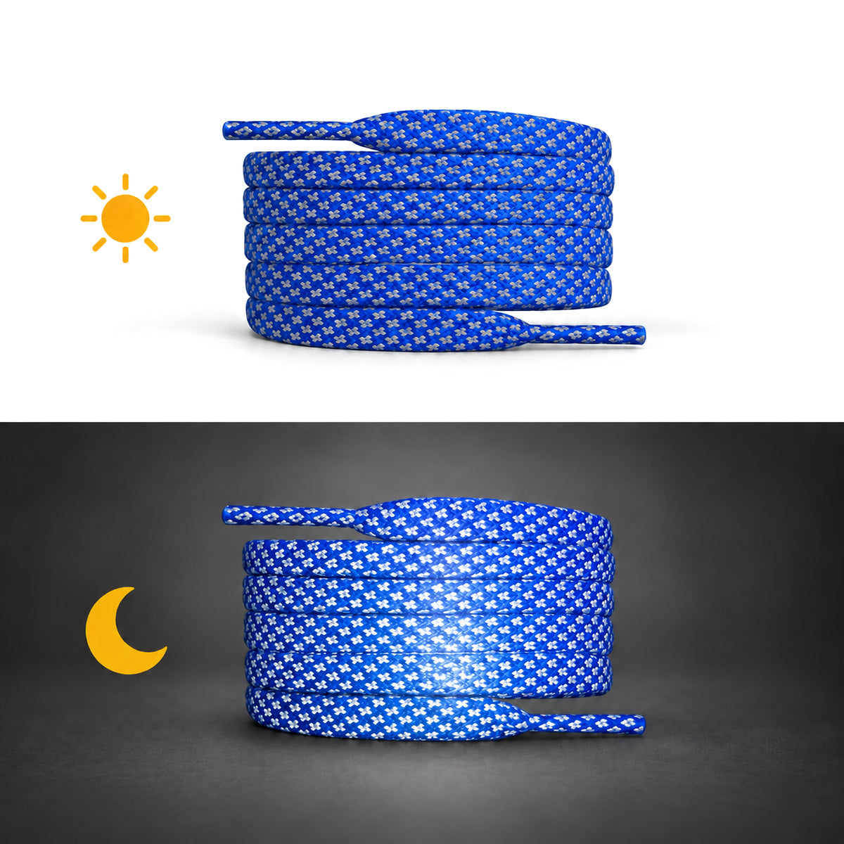 Blau – schnuersenkel reflektierend flach blau 02 tag nacht