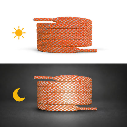 Orange – schnuersenkel reflektierend flach orange 02 tag nacht