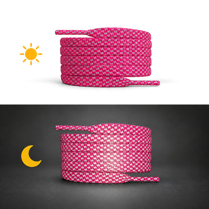 Pink – schnuersenkel reflektierend flach pink 02 tag nacht